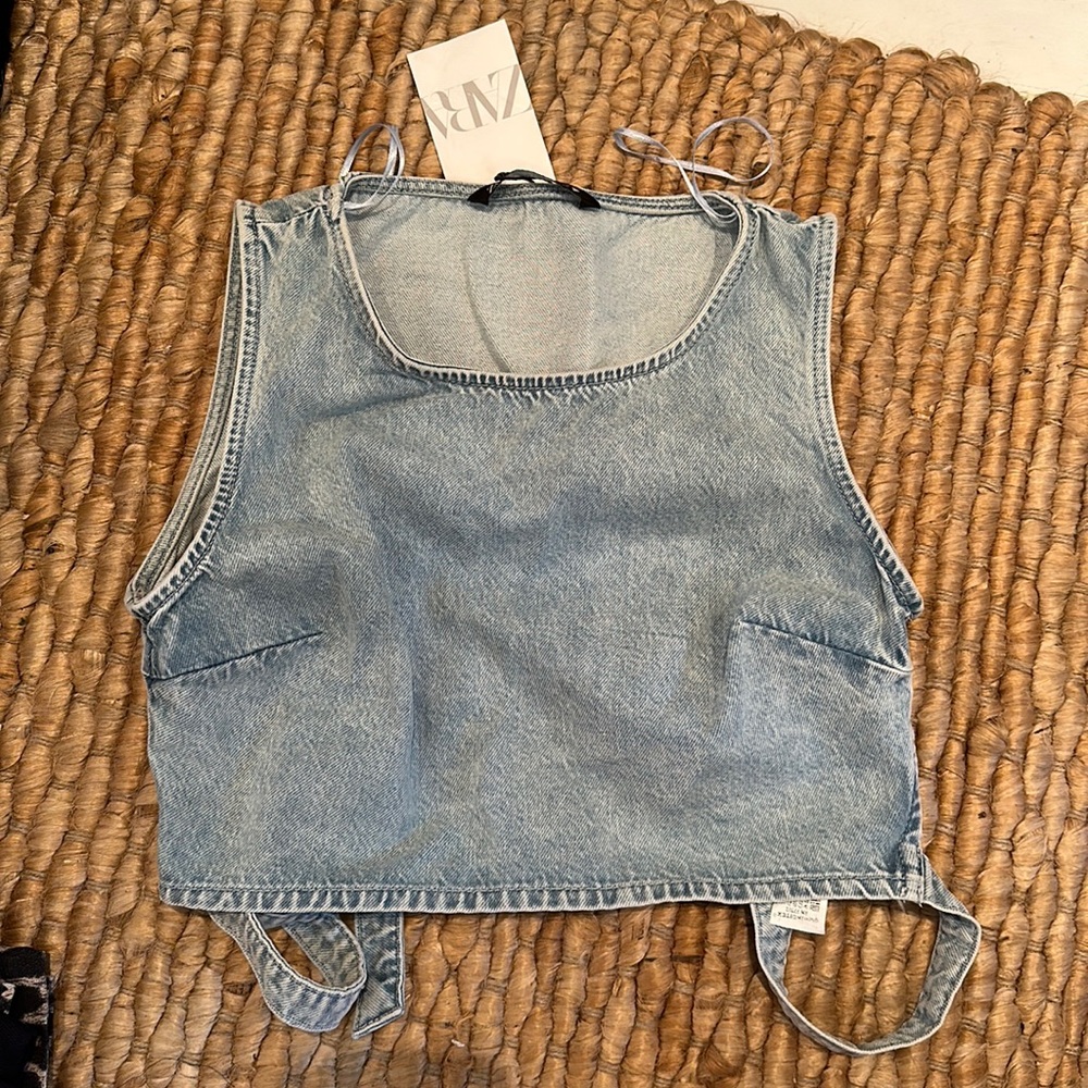 Zara denim cut out tank top